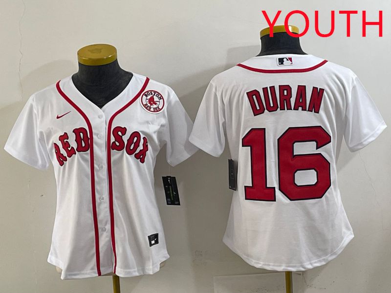 Youth 2025 Boston Red Sox #16 Duran White Game Nike MLB Jersey style 6->youth mlb jersey->Youth Jersey